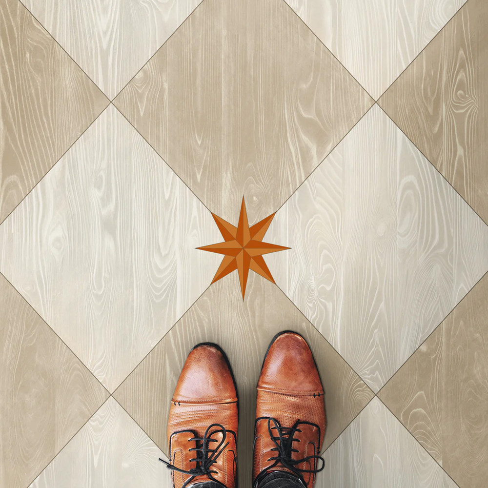 WILLIAMSBURG Compass Diamond "Gala at the Garden" Vintage Vinyl Floorcloth | The Shops at Colonial Williamsburg